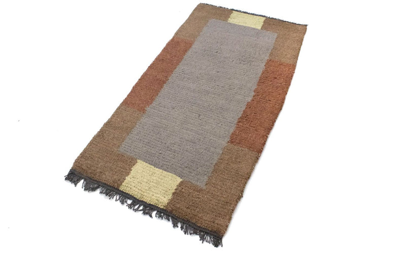 Nepal Teppich 140 x 70 cm - grau