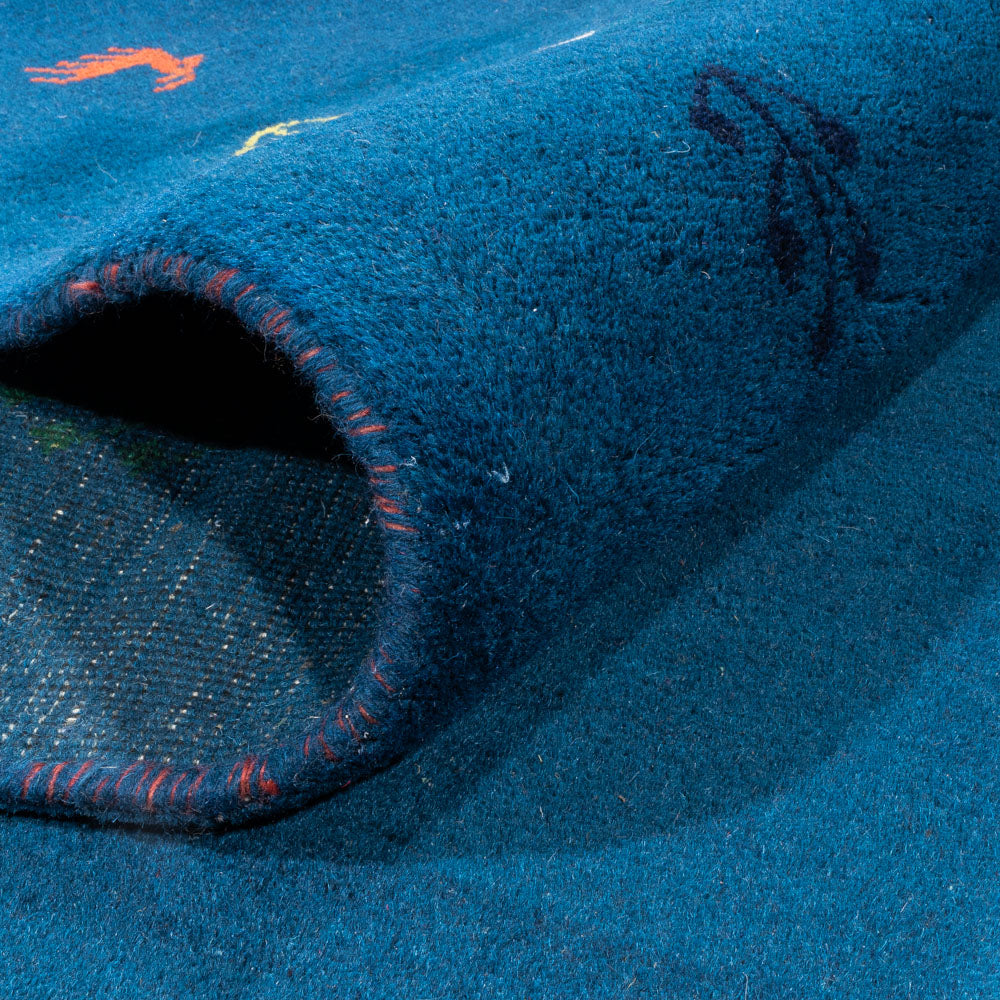 Gabbeh Teppich - Indus - 395 x 313 cm - blau