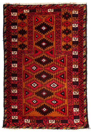 Belutsch Teppich 125 x 80 cm - dunkelrot