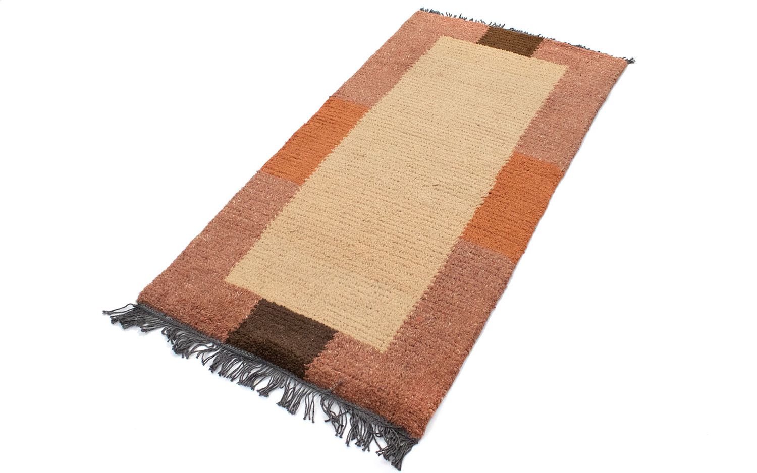 Nepal Teppich 140 x 70 cm - hellbraun