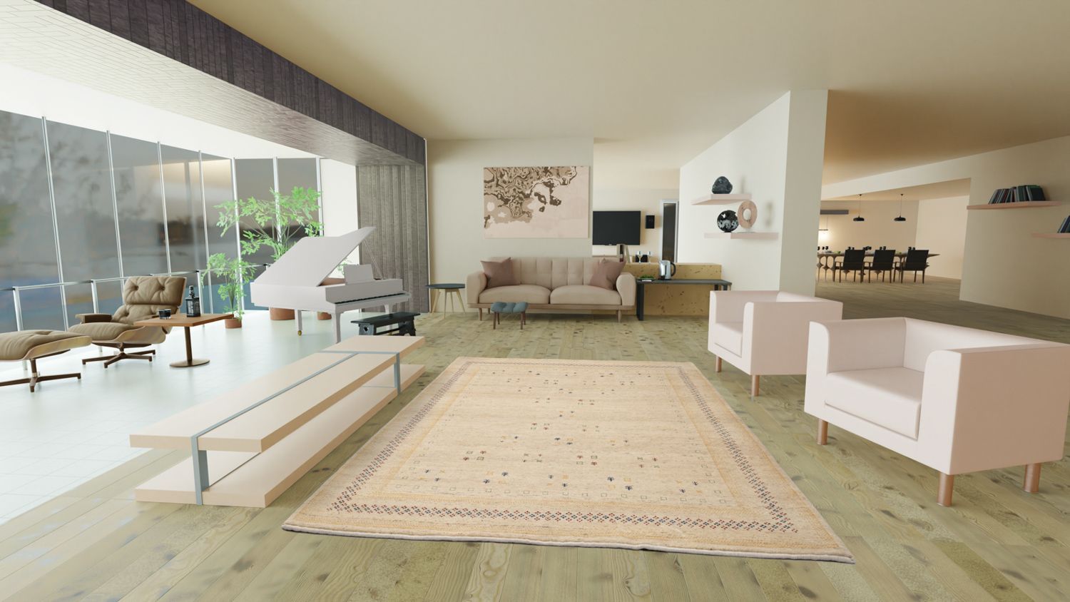 Gabbeh Teppich - Loribaft Indus 250 x 200 cm - beige