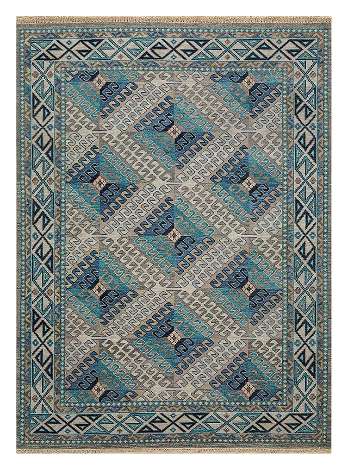 Wollteppich - 240 x 150 cm - hellblau