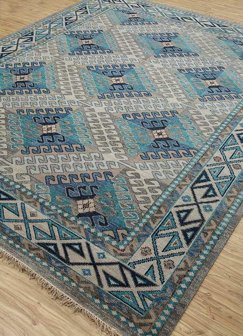 Wollteppich - 240 x 150 cm - hellblau