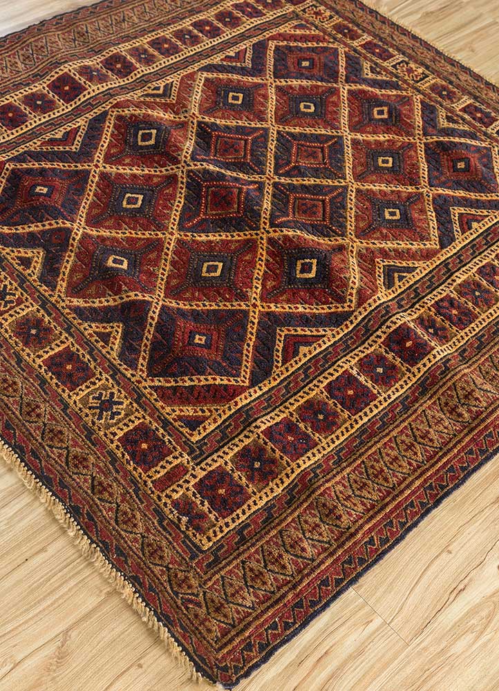Wollteppich quadratisch  - 120 x 120 cm - gold