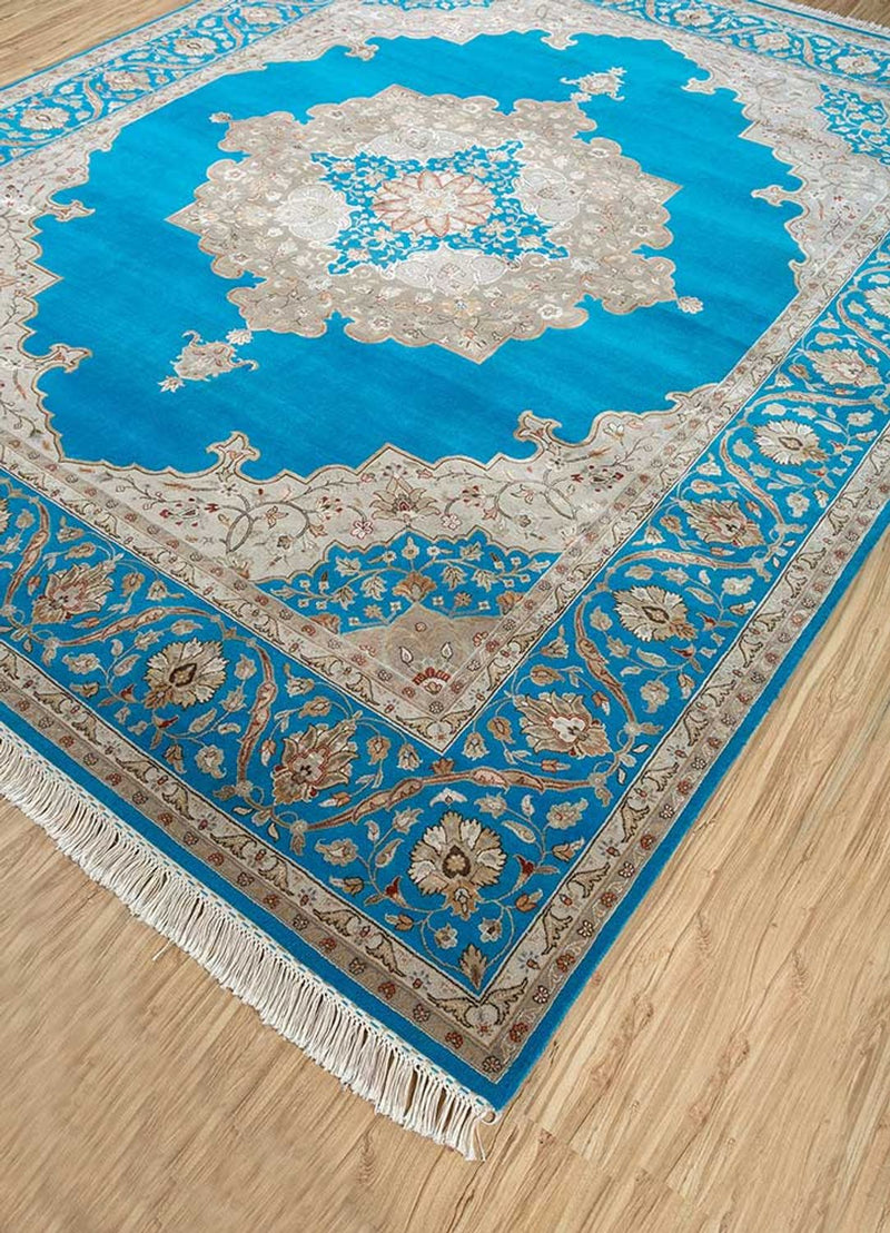 Wollteppich - 300 x 240 cm - blau