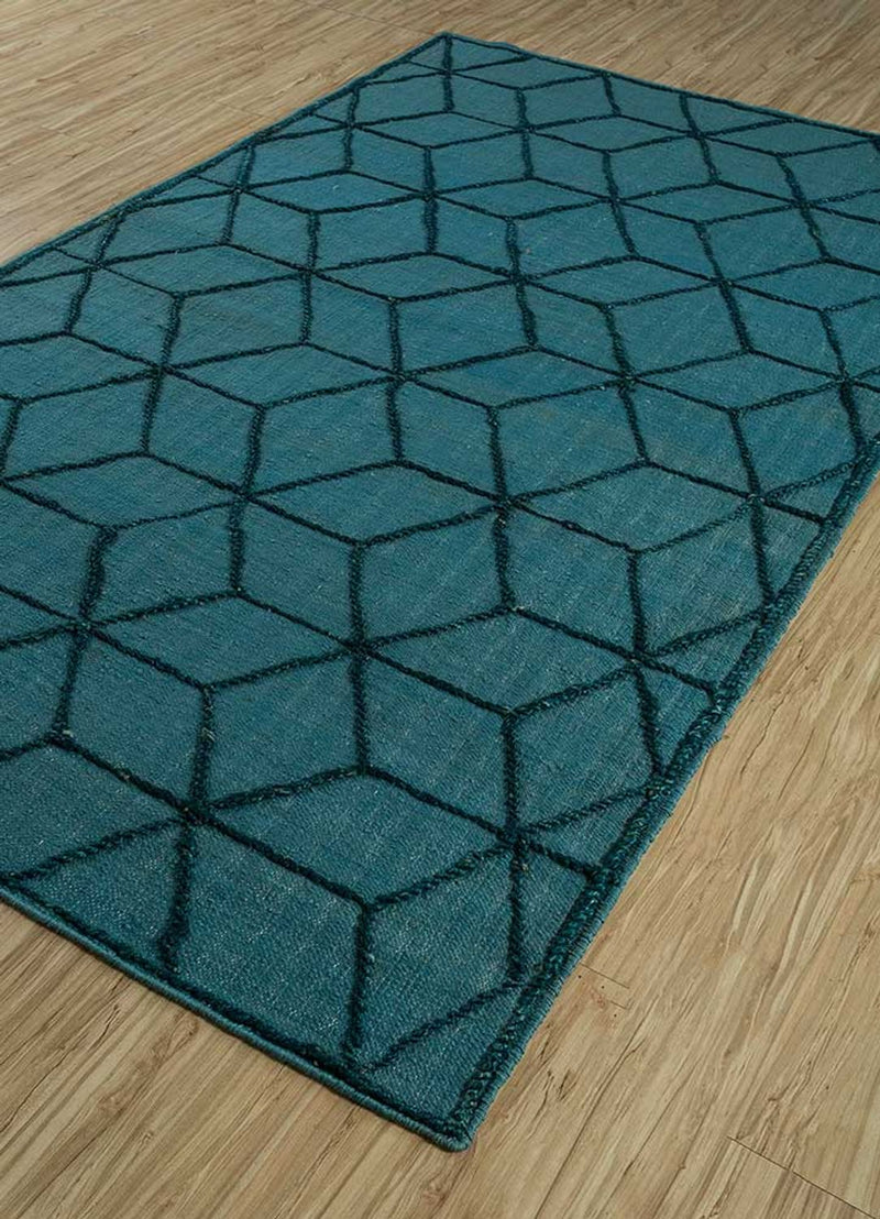 Wollteppich - 240 x 150 cm - seeblau