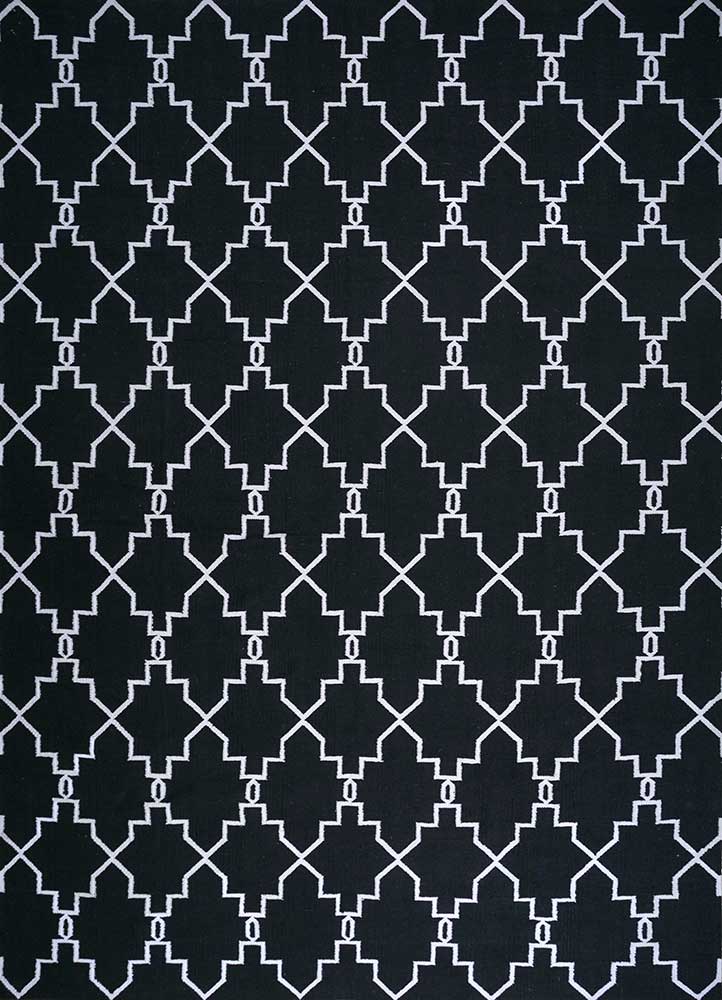 Wollteppich - 375 x 270 cm - schwarz-weiß