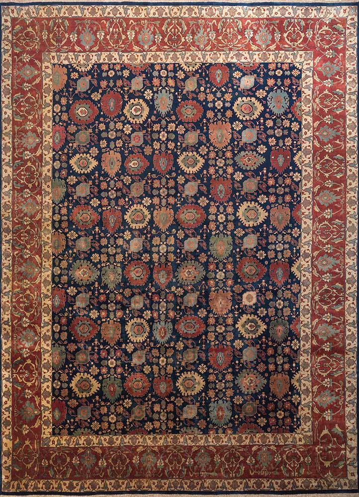 Wollteppich - 435 x 360 cm - blau