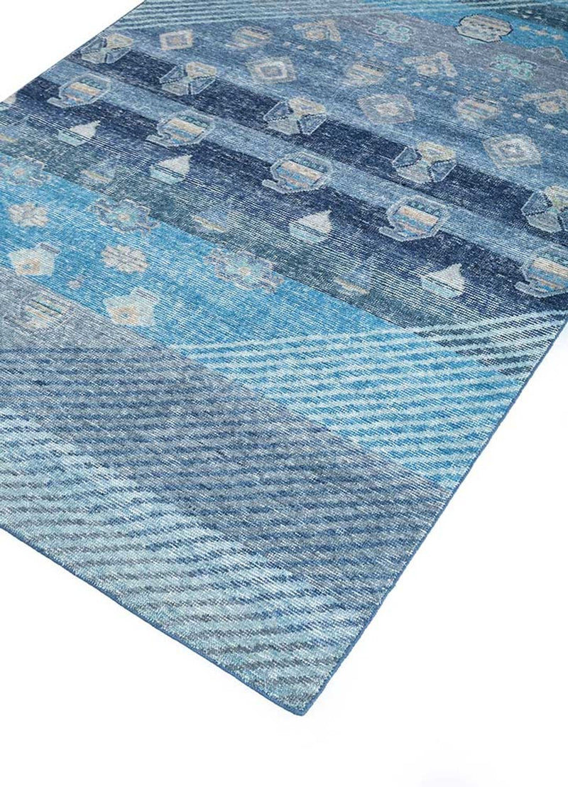 Wollteppich - 240 x 150 cm - blau