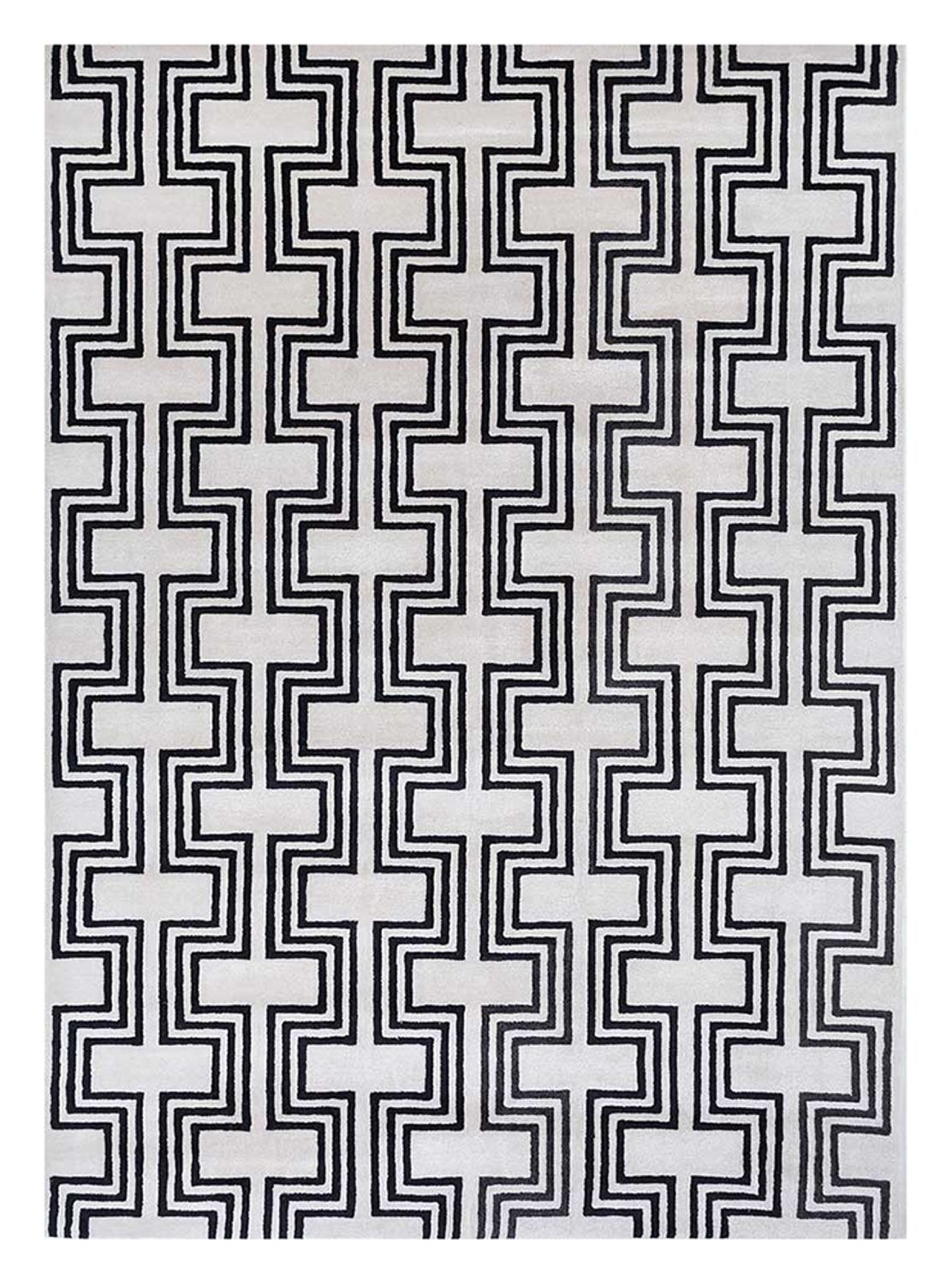 Wollteppich - 330 x 240 cm - schwarz-weiß