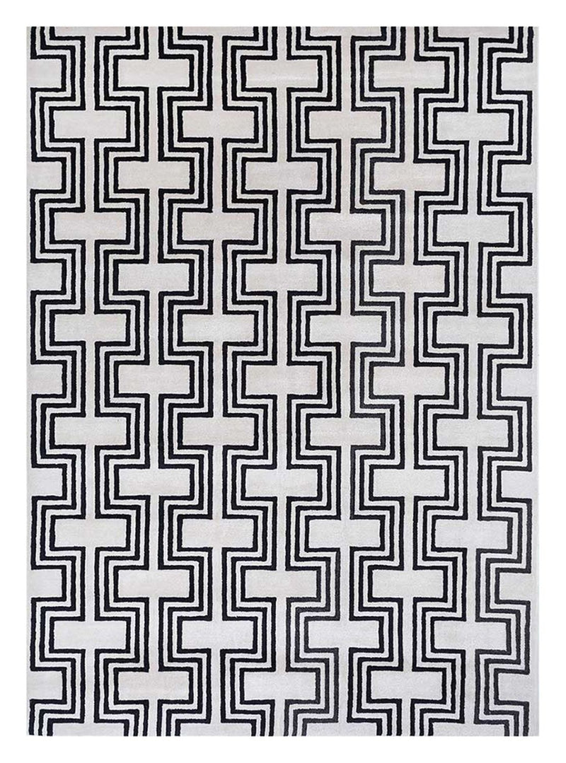 Wollteppich - 330 x 240 cm - schwarz-weiß