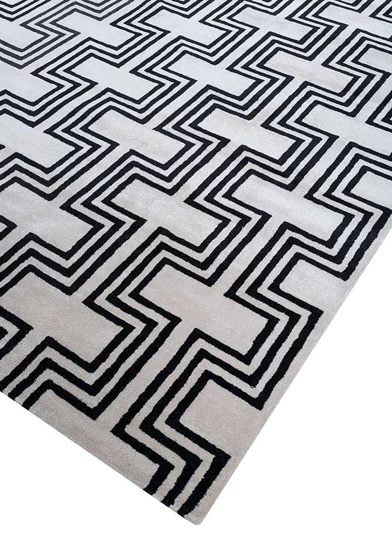 Wollteppich - 330 x 240 cm - schwarz-weiß