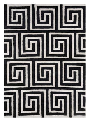 Wollteppich - 330 x 240 cm - schwarz-weiß