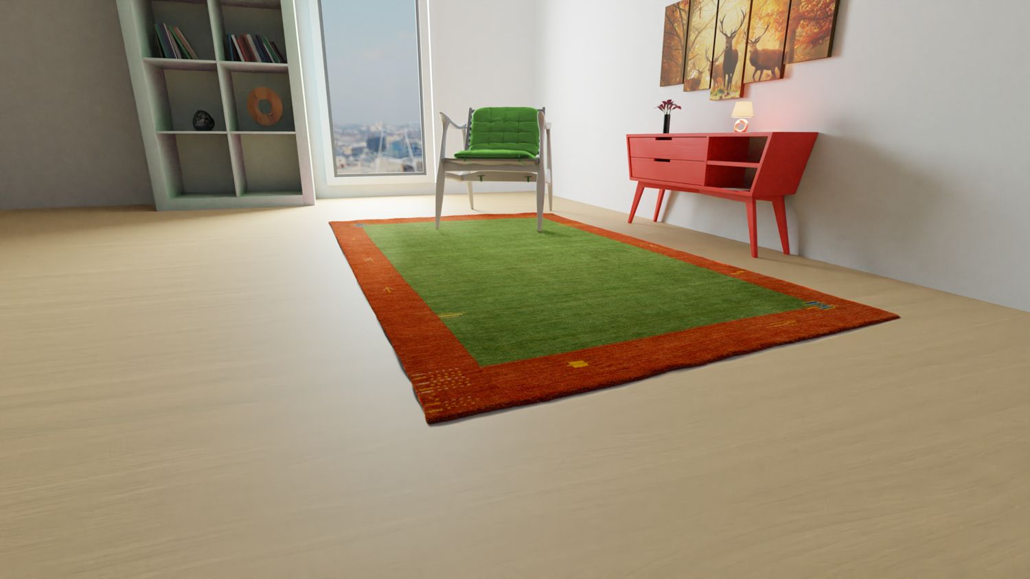 Gabbeh Teppich - Indus 180 x 120 cm - grün