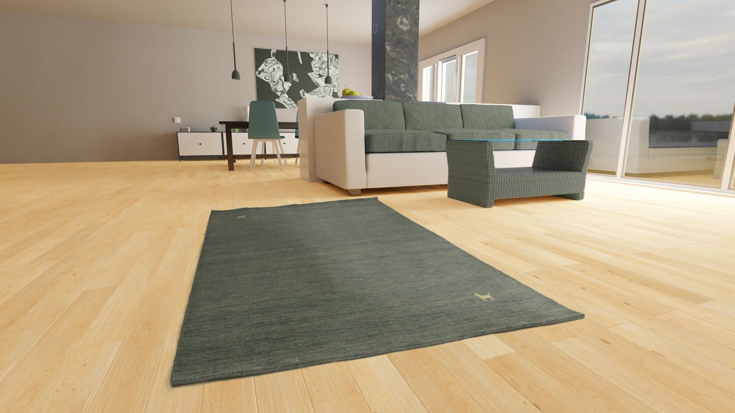 Gabbeh Teppich - Indus 300 x 250 cm - grau