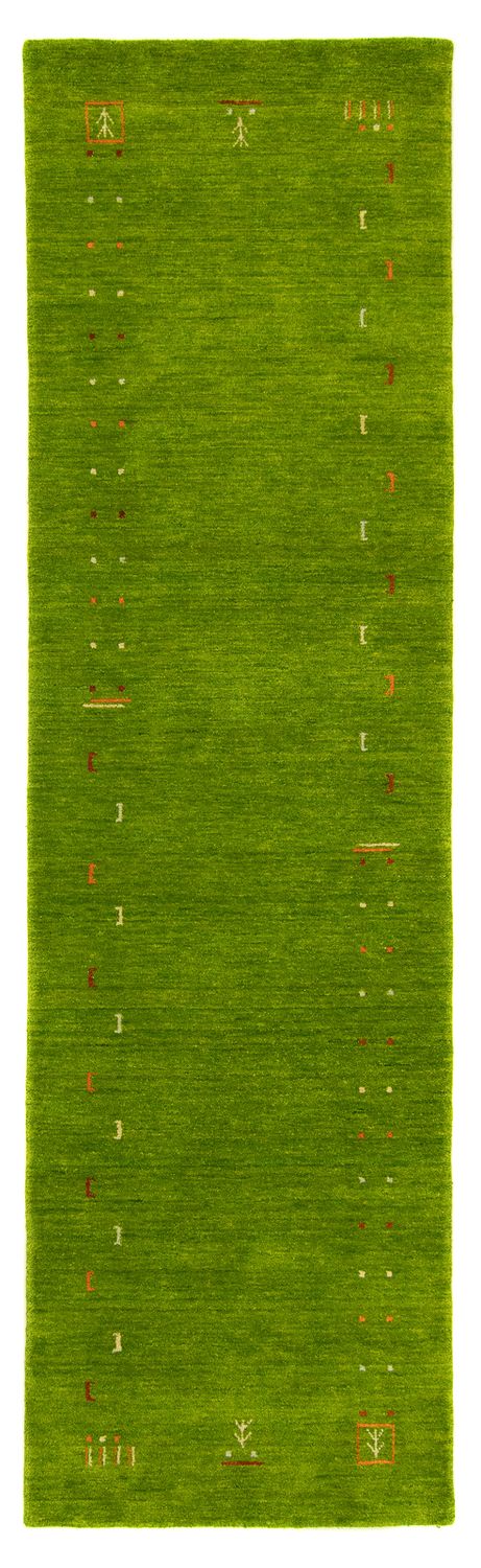 Gabbeh Teppich - Indus 400 x 80 cm - grün