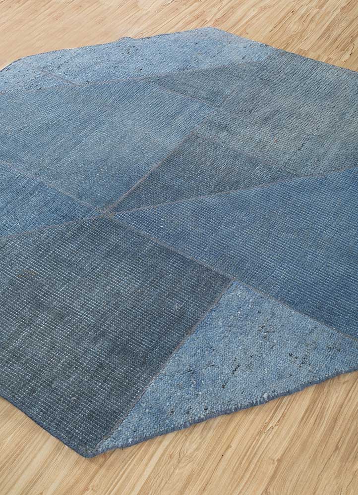 Wollteppich sonderform  - 180 x 180 cm - blau