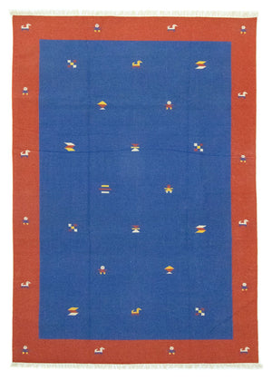 Kelim Teppich - Trendy 300 x 200 cm - blau