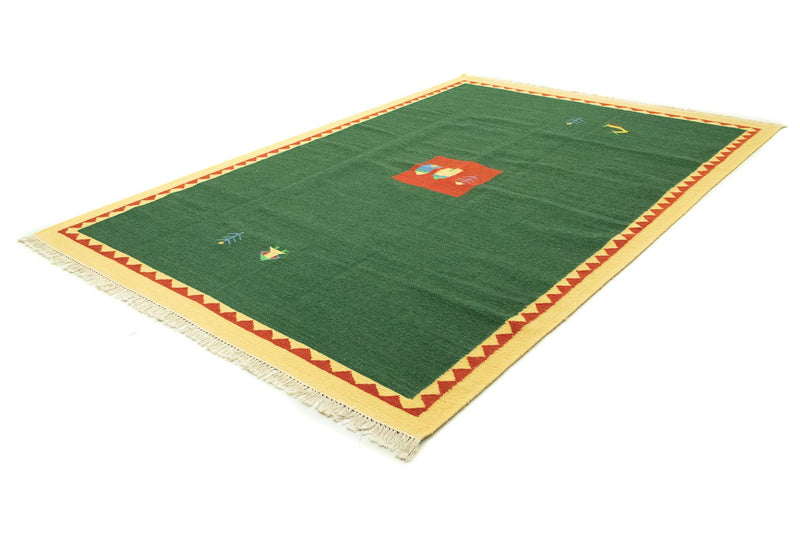 Kelim Teppich - Trendy 300 x 200 cm - dunkelgrün