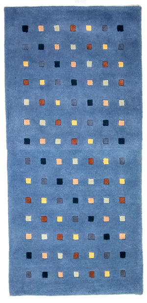 Nepal Teppich 140 x 70 cm - hellblau