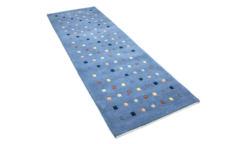 Nepal Teppich 140 x 70 cm - hellblau
