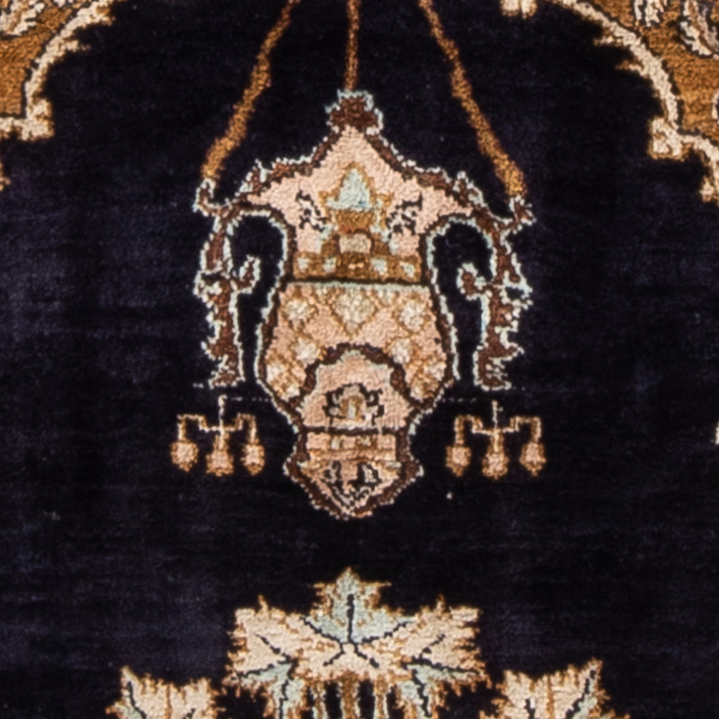 Seidenteppich - Ghom Seide - Premium - 72 x 57 cm - dunkelblau