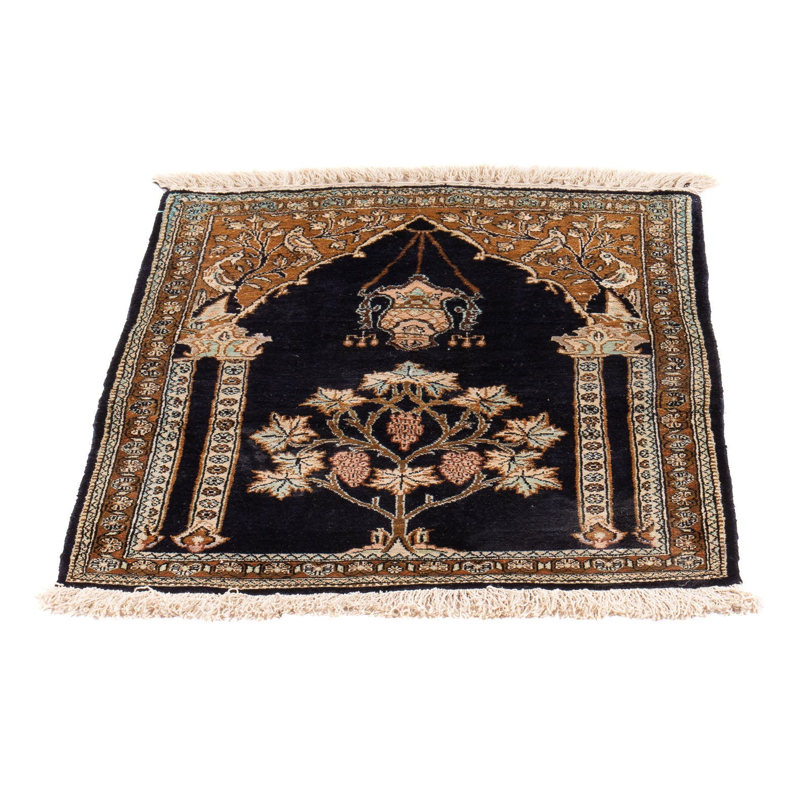Seidenteppich - Ghom Seide - Premium - 72 x 57 cm - dunkelblau