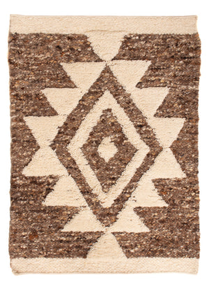 Wollteppich - 90 x 60 cm - dunkelbeige