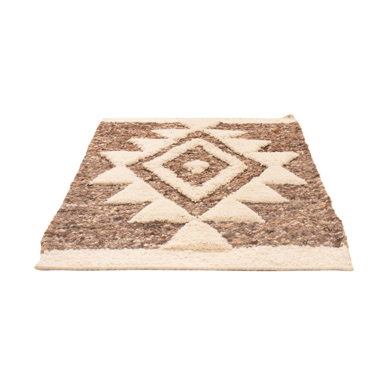 Wollteppich - 90 x 60 cm - dunkelbeige