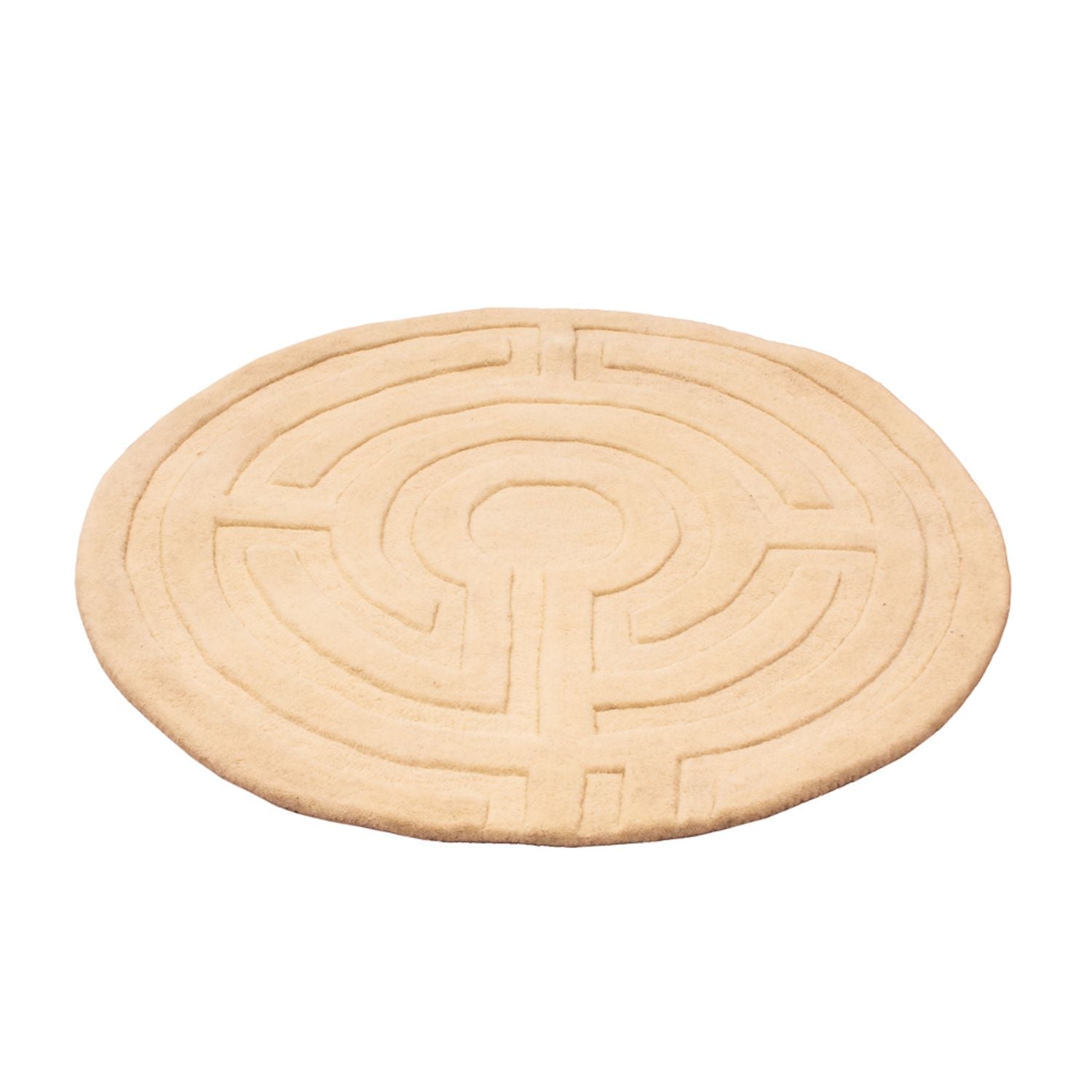 Wollteppich rund  - 80 x 80 cm - beige