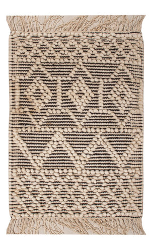 Wollteppich - 58 x 46 cm - schwarz-weiß