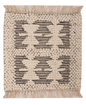 Wollteppich quadratisch  - 49 x 46 cm - schwarz-weiß