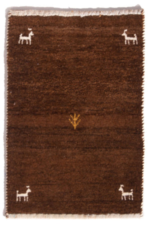 Gabbeh Teppich - Perser - 60 x 40 cm - dunkelcamel