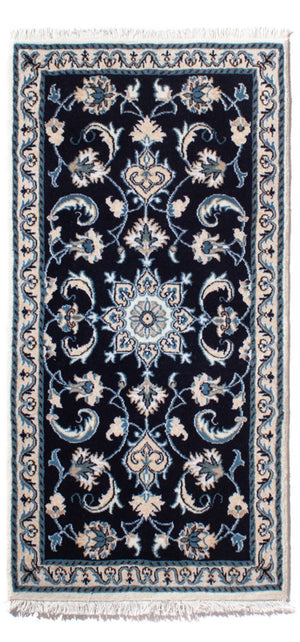 Perserteppich - Nain - 136 x 68 cm - dunkelblau