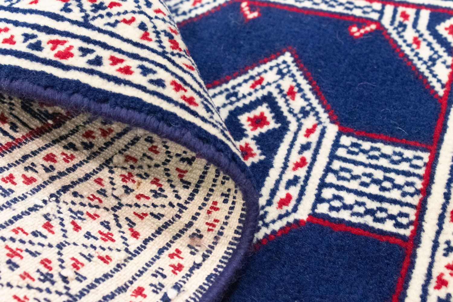 Turkaman Teppich 90 x 62 cm - blau