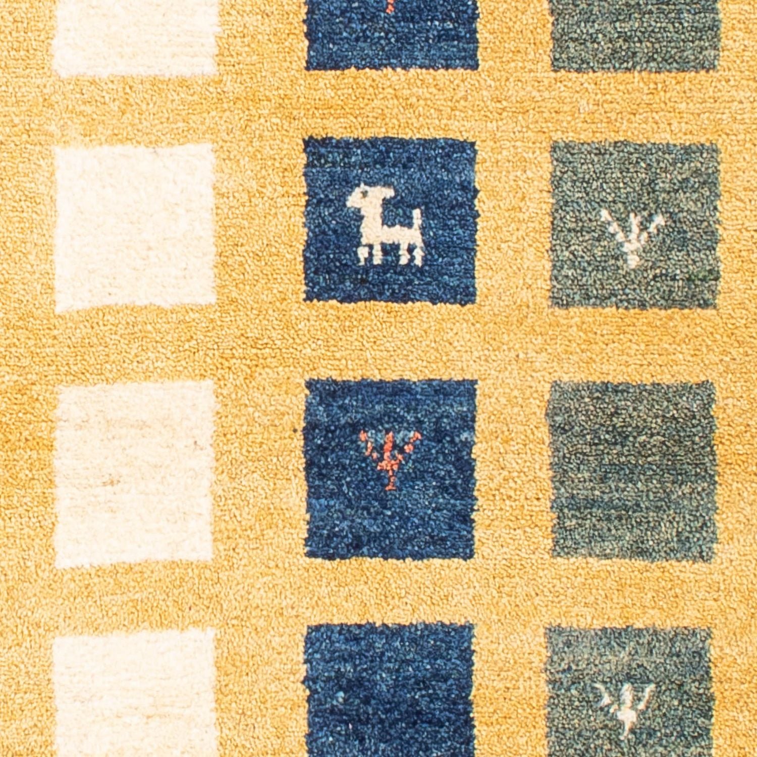 Gabbeh Teppich - Loribaft Perser 118 x 84 cm - senfgelb