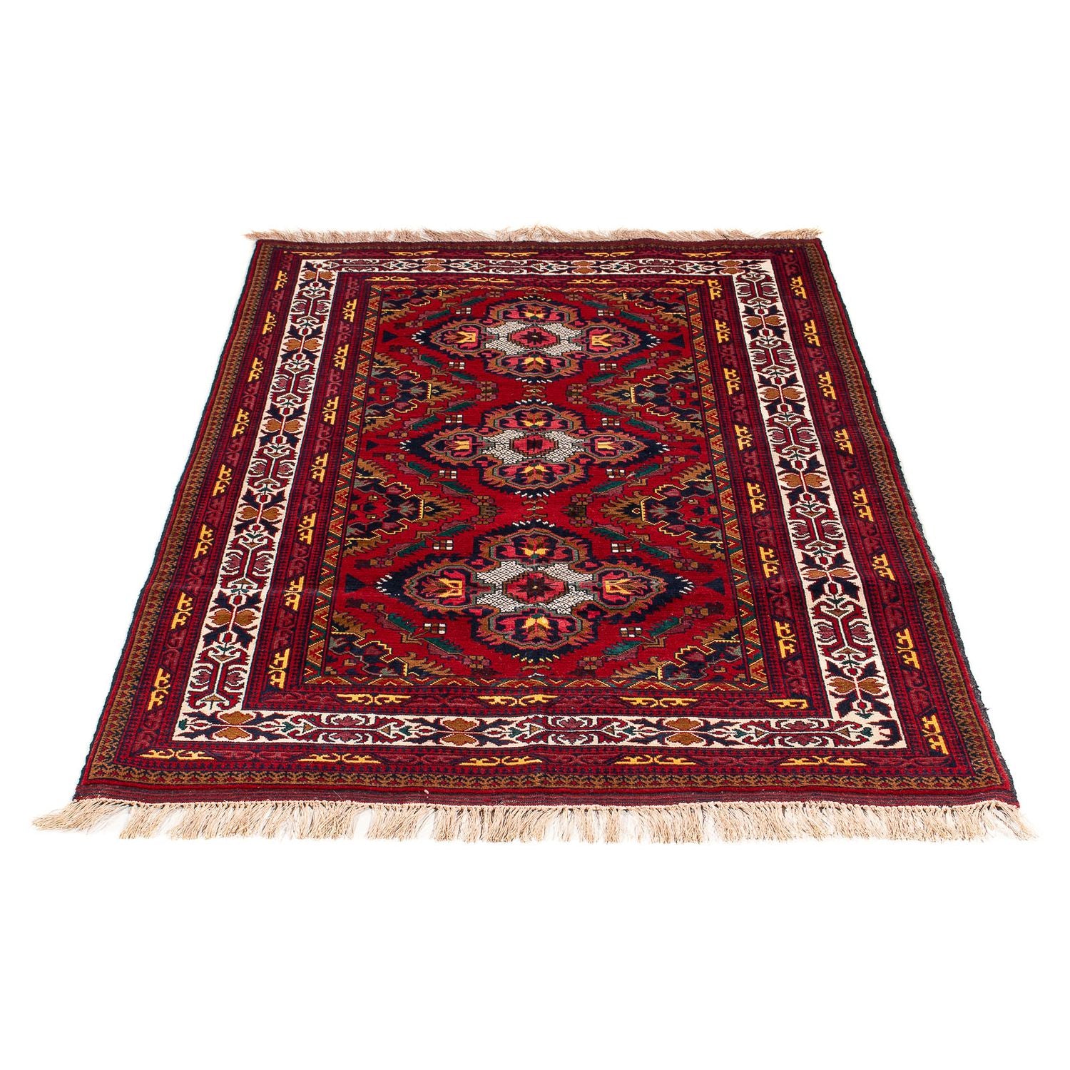 Afghan Teppich 145 x 93 cm - dunkelrot