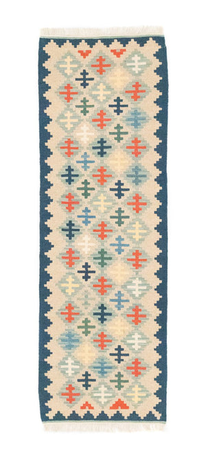 Kelim Teppich - Splash 193 x 61 cm - blau