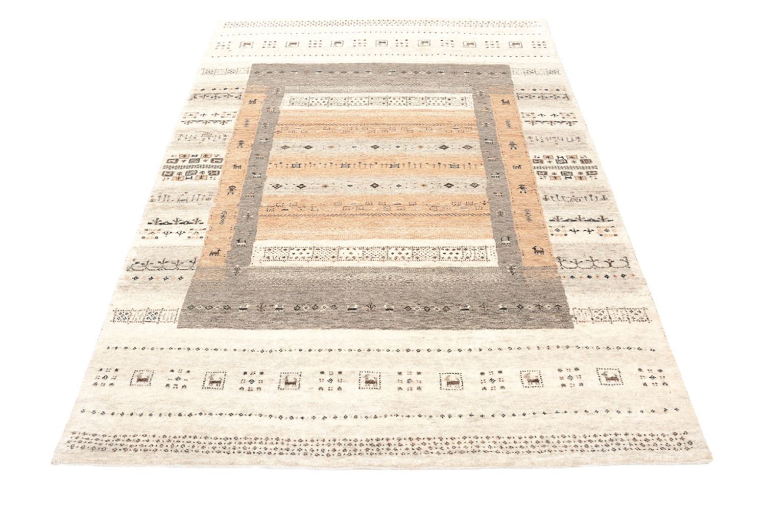 Gabbeh Teppich - Loribaft Indus - 201 x 140 cm - dunkelbeige