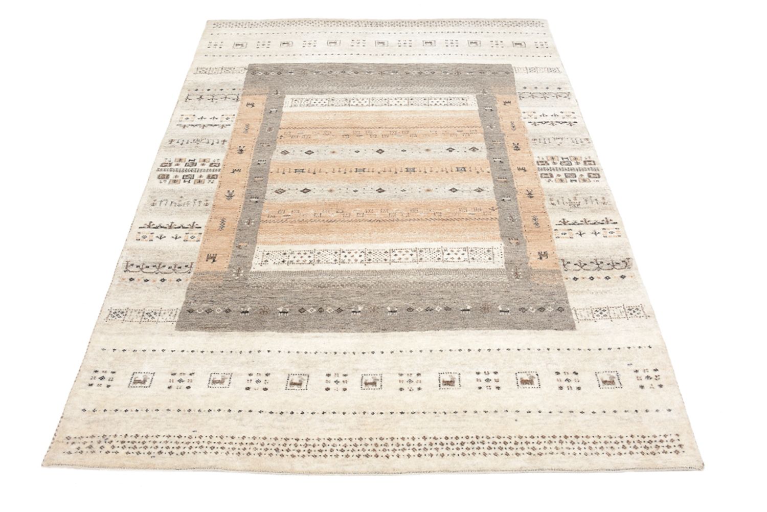 Gabbeh Teppich - Loribaft Indus - 201 x 140 cm - dunkelbeige