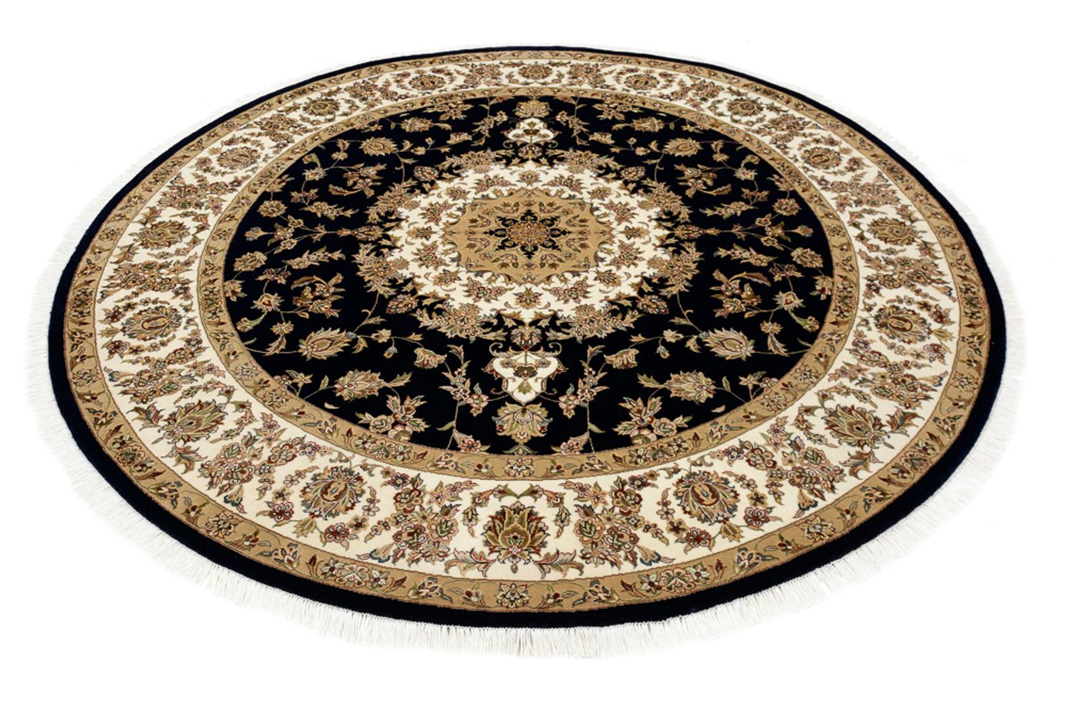 Orientteppich - Täbriz rund  - 218 x 216 cm - dunkelblau