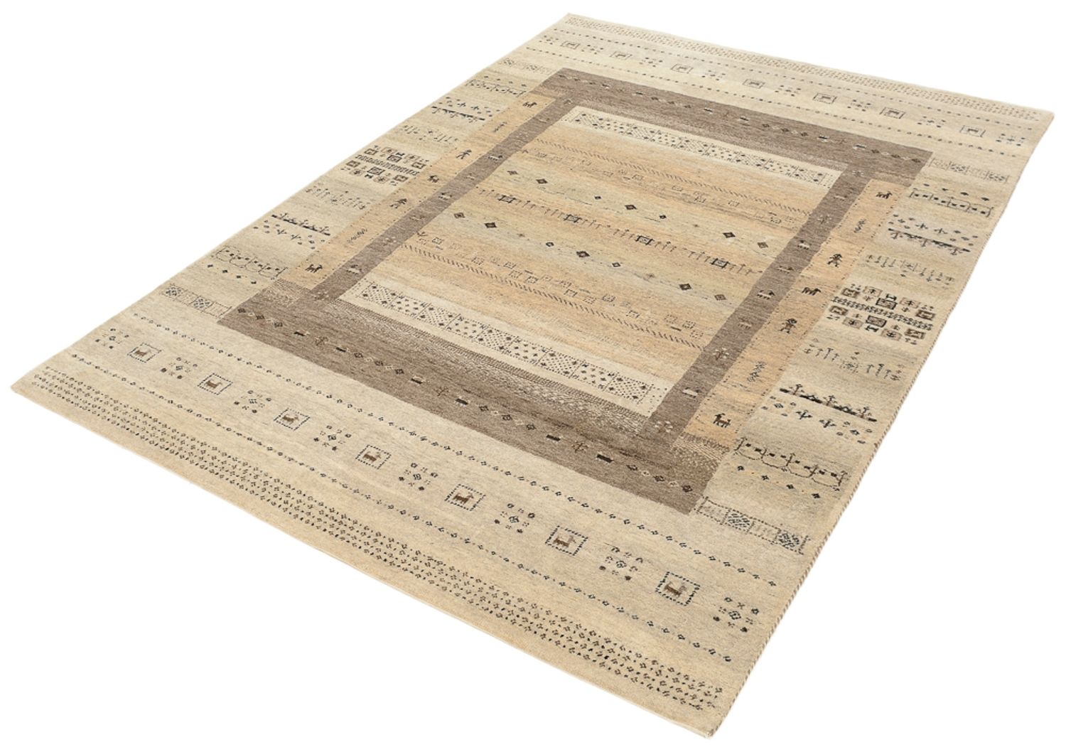 Gabbeh Teppich - Loribaft Indus - 203 x 146 cm - dunkelbeige