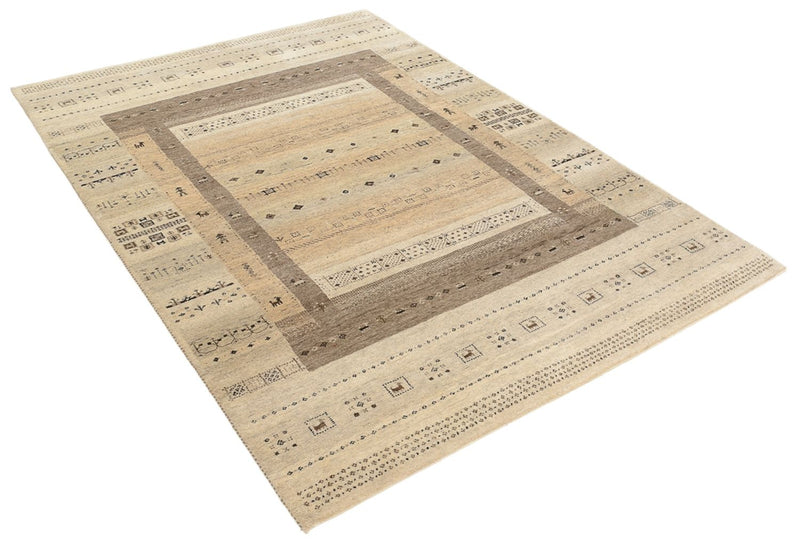 Gabbeh Teppich - Loribaft Indus - 203 x 146 cm - dunkelbeige