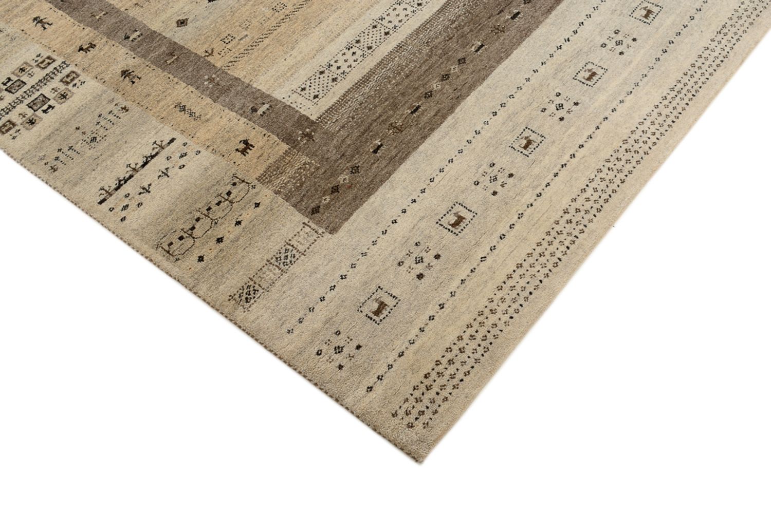 Gabbeh Teppich - Loribaft Indus - 203 x 146 cm - dunkelbeige