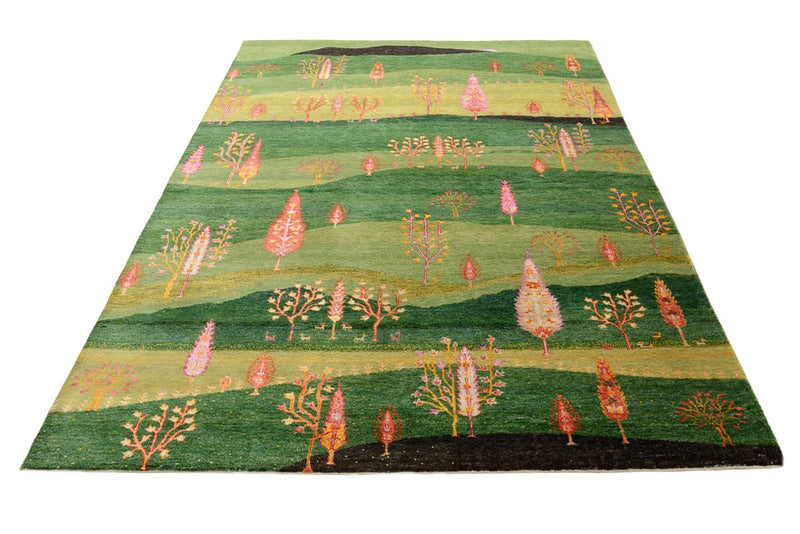 Gabbeh Teppich - Loribaft Indus - 247 x 172 cm - grün
