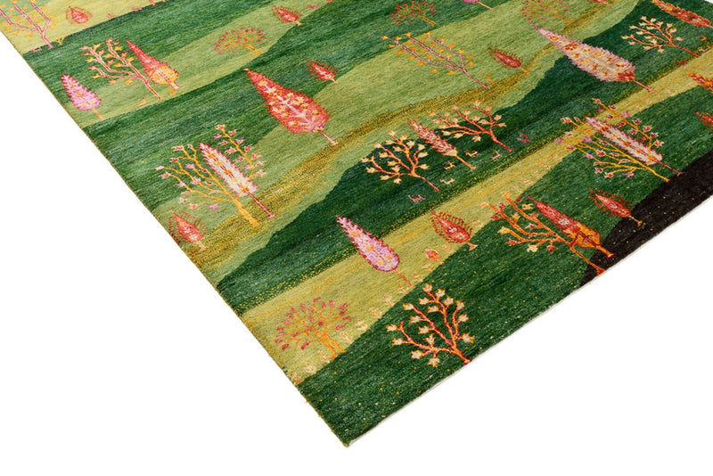Gabbeh Teppich - Loribaft Indus - 247 x 172 cm - grün