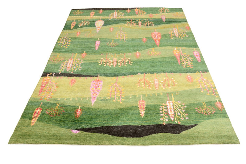 Gabbeh Teppich - Loribaft Indus - 247 x 172 cm - grün