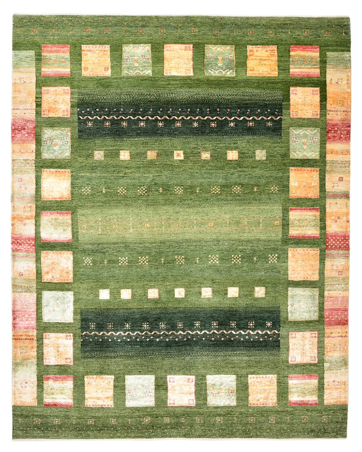 Gabbeh Teppich - Loribaft Indus - 259 x 208 cm - grün