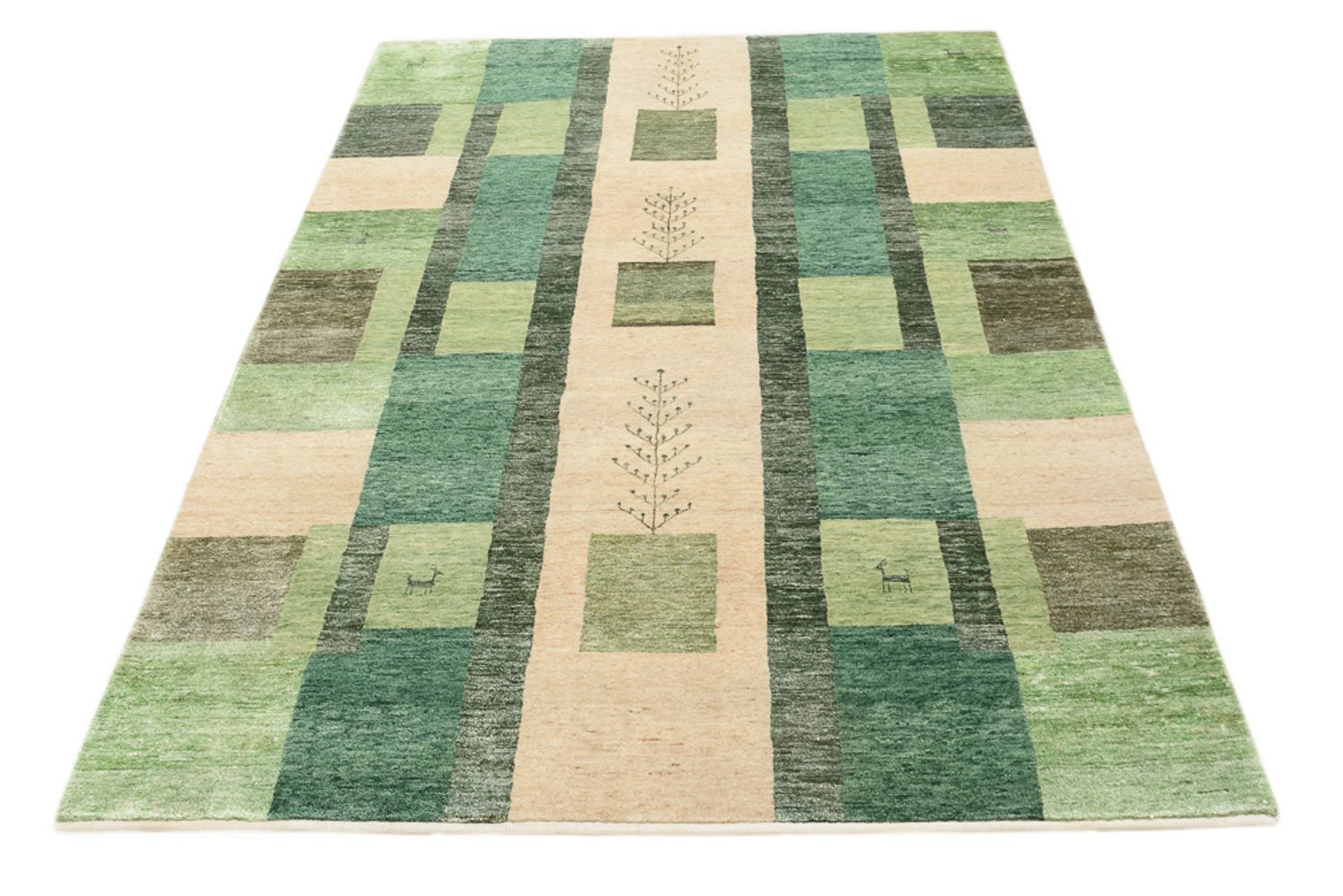Gabbeh Teppich - Loribaft Indus - 204 x 150 cm - grün