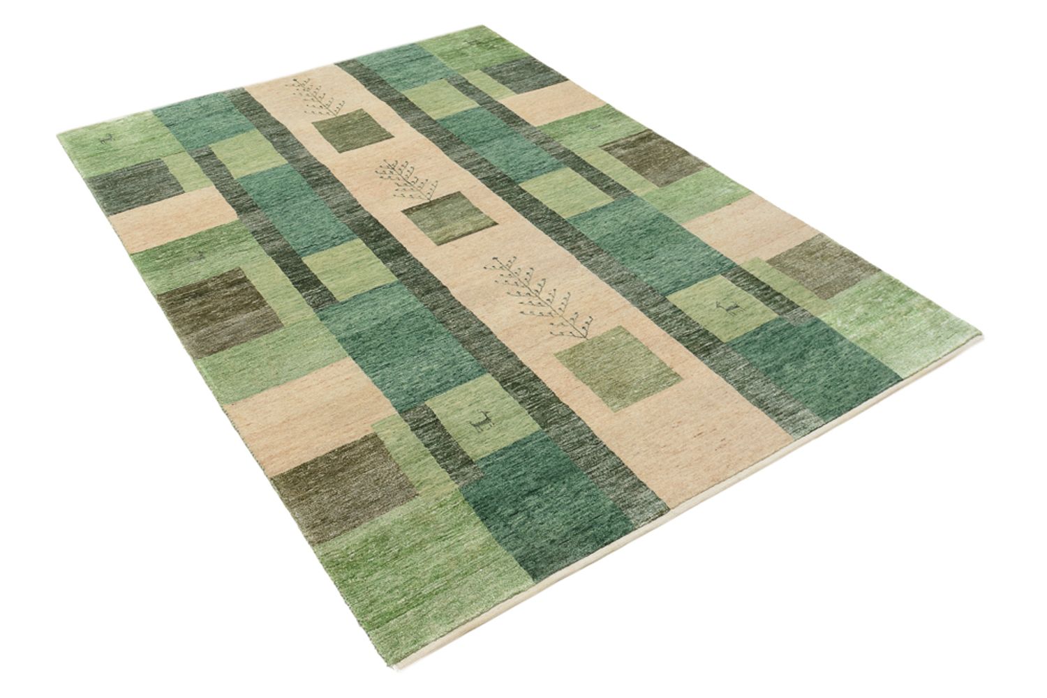 Gabbeh Teppich - Loribaft Indus - 204 x 150 cm - grün